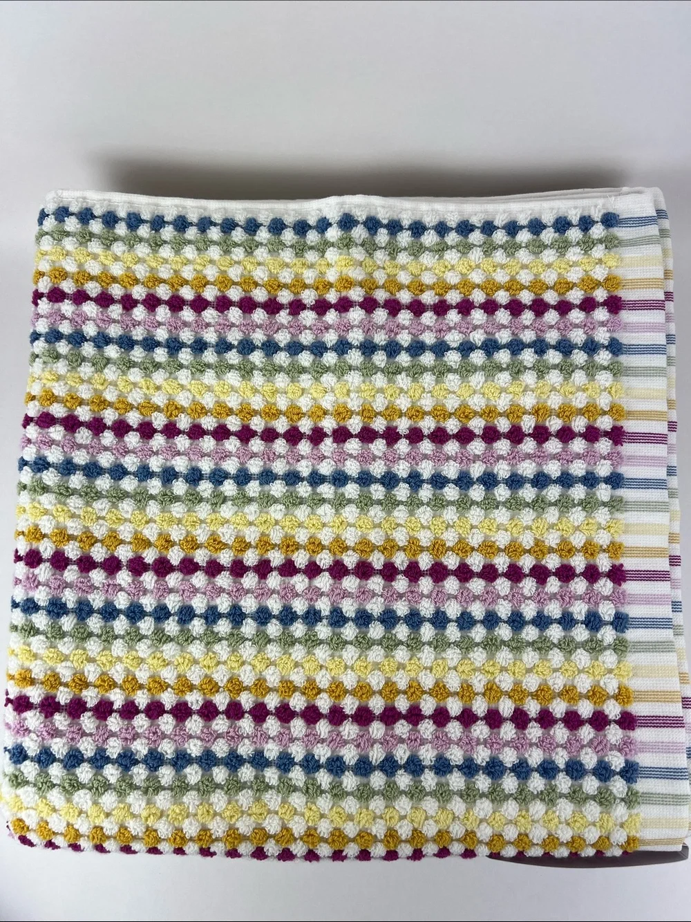 DKNY Bath Towel Set Multicolor Striped & Dot Bath Hand Wash Soft Cotton 8 Pc NEW